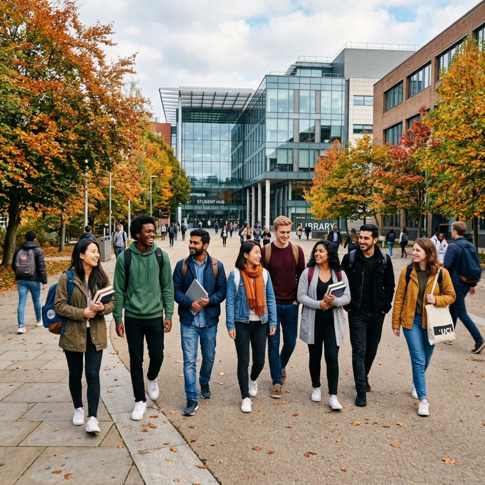 Students on university campus