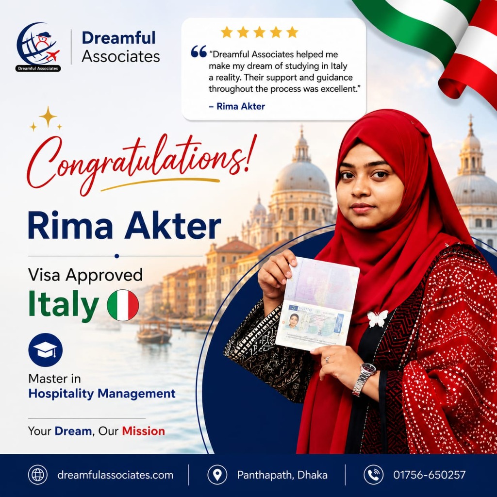 Rima Akter - Italy Visa Approved (Master in Hospitality Management)